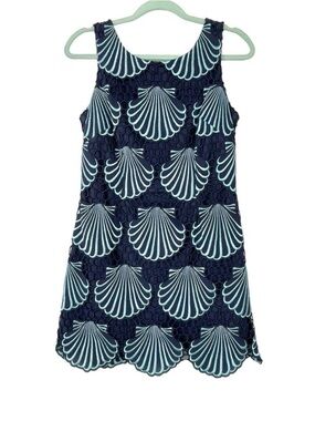 Lilly Pulitzer Navy & Light Blue Shell Dress, Size 00